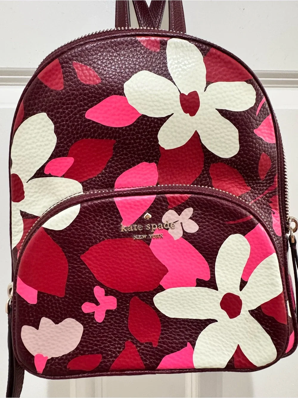 Kate Spade WKRU7023 Jackson Forest Floral Leather Backpack M Pink Multi Florals